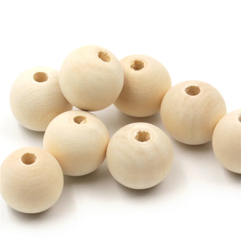 

2018 New Wood Teether Beads Food Grade 16mm Unfinished Wooden Teething Beads 100 piece