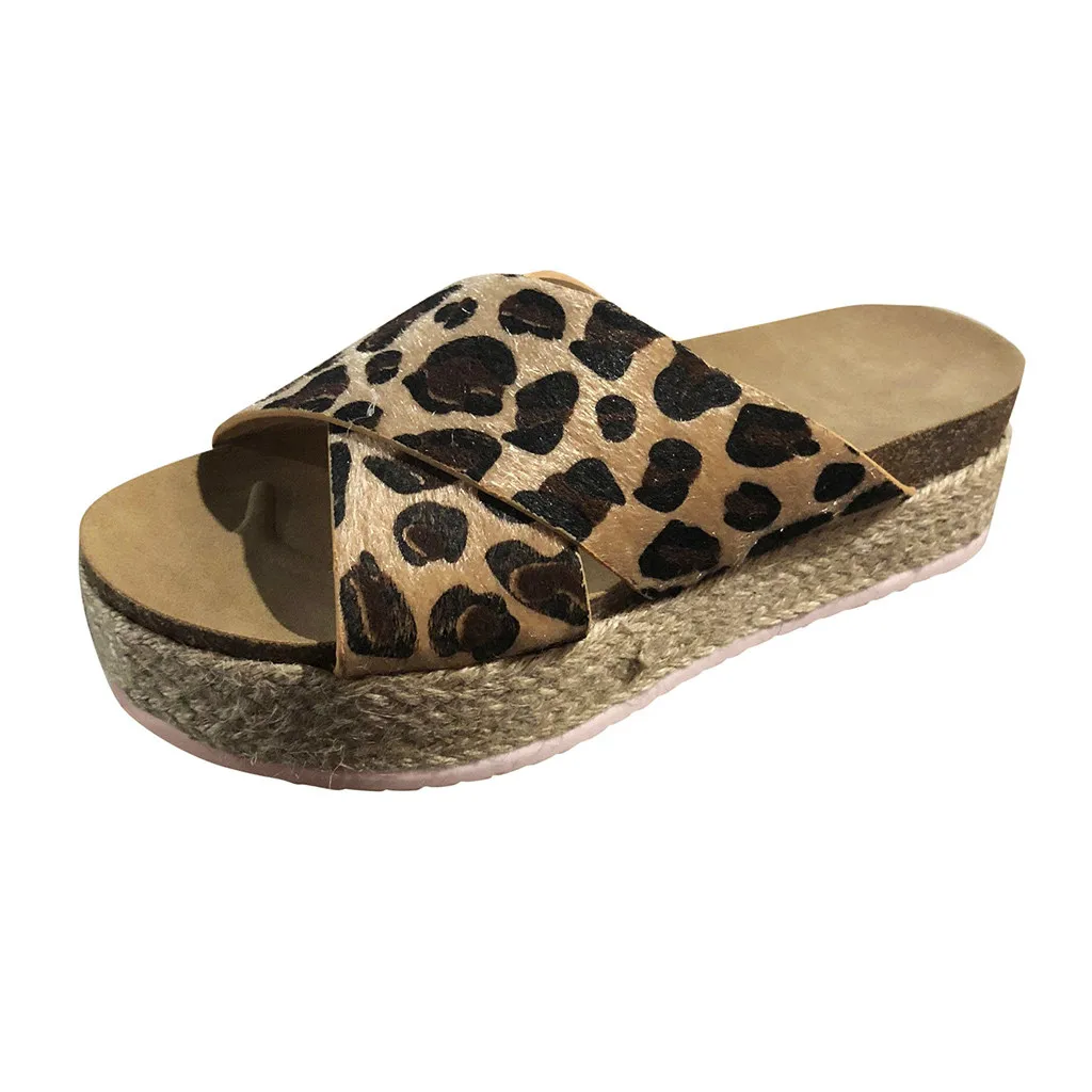 SAGACE Leopard шлепает Дамская Мода Повседневное толстой подошвой шлепанцы пляжная обувь на платформе женские домашние тапочки высокого качества