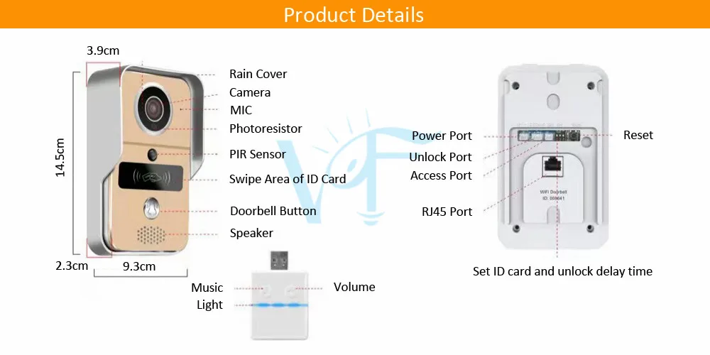 Wifi видео дверной звонок ID карта дверь открыть приложение управление беспроводной домофон ночного видения Водонепроницаемый система контроля доступа VF-DB04