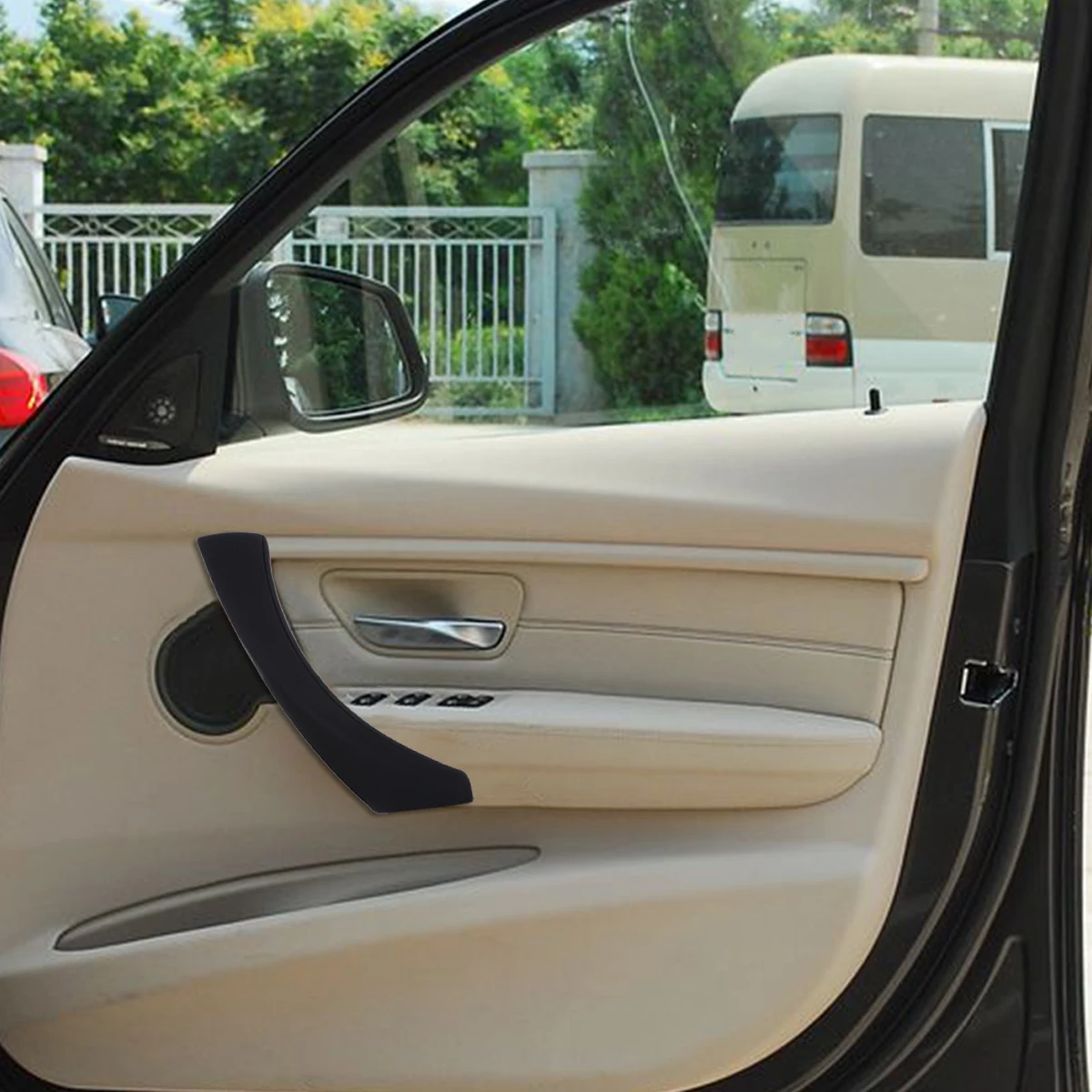 Mayitr 1pc Right Side Car Interior Door Handles For E90 E91 316 318 320 325 330 335 Sedan Inner Door Panel Pull Trim Cover Black