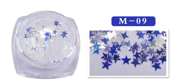 1 коробка прозрачные синие блестки для дизайна ногтей Сияющие хлопья форма наконечники Блестки УФ гель лак Дизайн Маникюр украшения Аксессуары - Цвет: M09