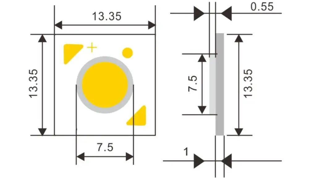 10 Вт светодиодный чип CRI95 Ra90 Cree led Размер 7 5 13 5*13 мм cob чипом bridgelux светильник