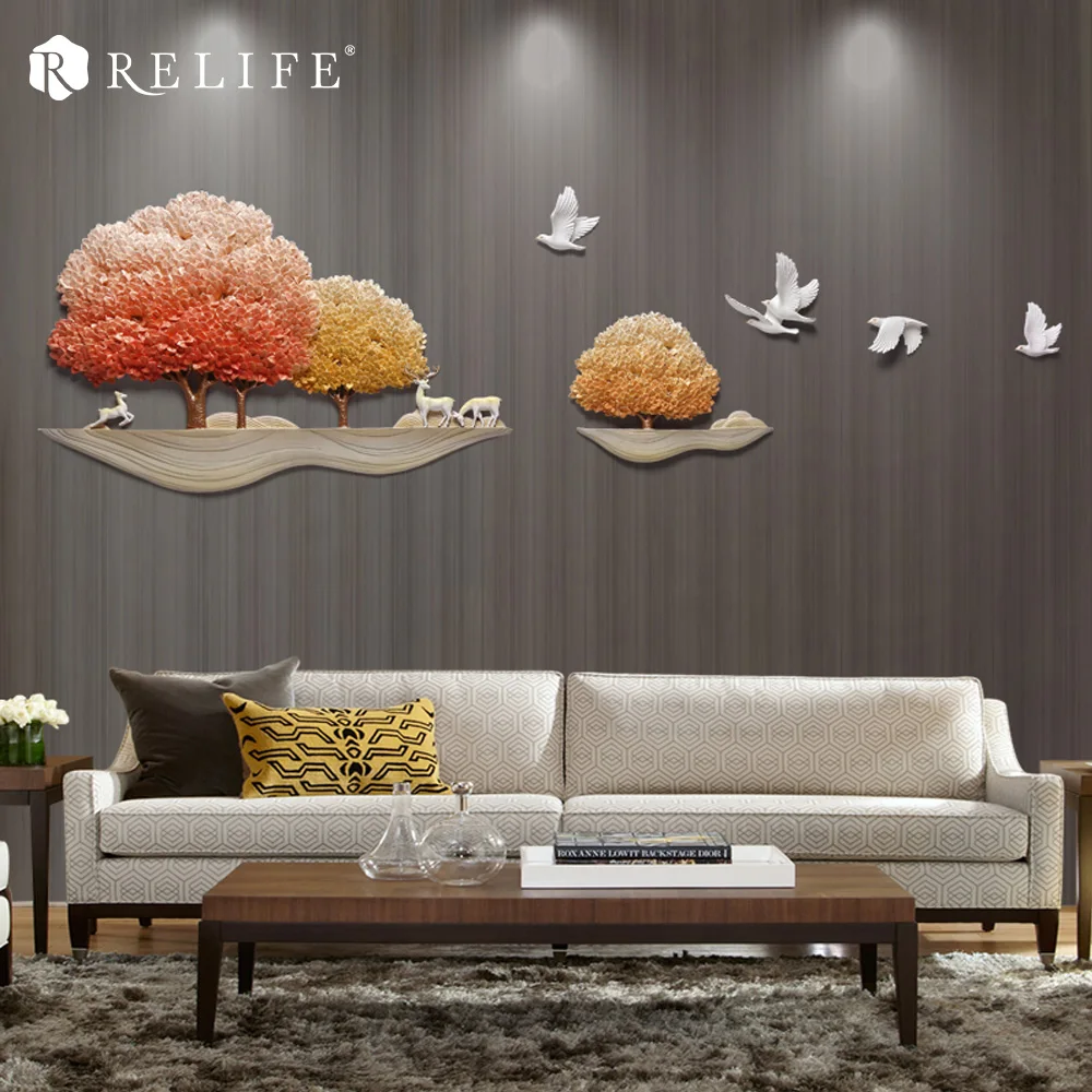 

Home Decor 3D Carving Hand Painted Tree Natural Scenery DIY Wall Decoration