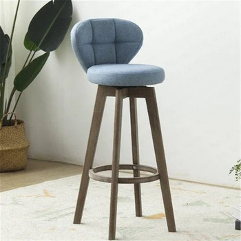 

New European Bamboo Solid Wood Elm Bar Chair Retro Color Rotate Bar Stool Bar Stool Bar Chair Front Stool High Chair