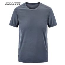 ZXQYH Лето Мужчины плюс размер футболка быстросохнущая с коротким рукавом футболки для бега для фитнеса для спорта Топы походы Кемпинг Треккинг футболки