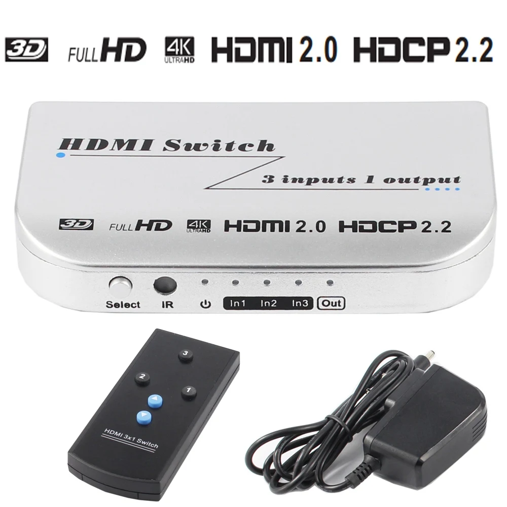 Hdmi переключатель 3X1 4Kx2K @ 60Hz 3 в 1 3 порта Hdmi Двойной режим коммутатор 3D с ИК беспроводным пультом дистанционного управления