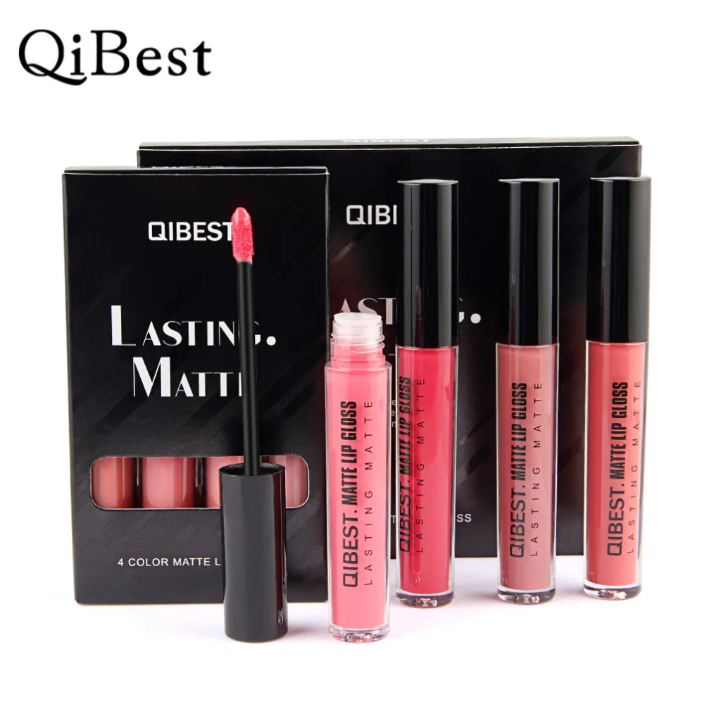 Qibest 6Pcs/set Liquid Matte Lipstick Soft Texture Long lasting Lip