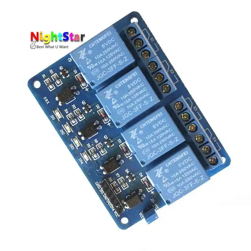 

4 Four Channel Relay Module DC 5V + Optocoupler For Arduino PIC ARM AVR DSP