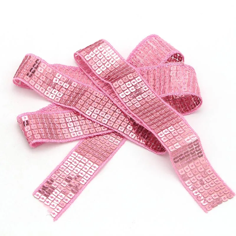 Ywzatgits 1 ярд блестящая бисероплетенная лента с блестками кружево ручной работы отделка шитье для одежды/свадьбы/головной убор DIY украшения YR0803 - Цвет: Pink