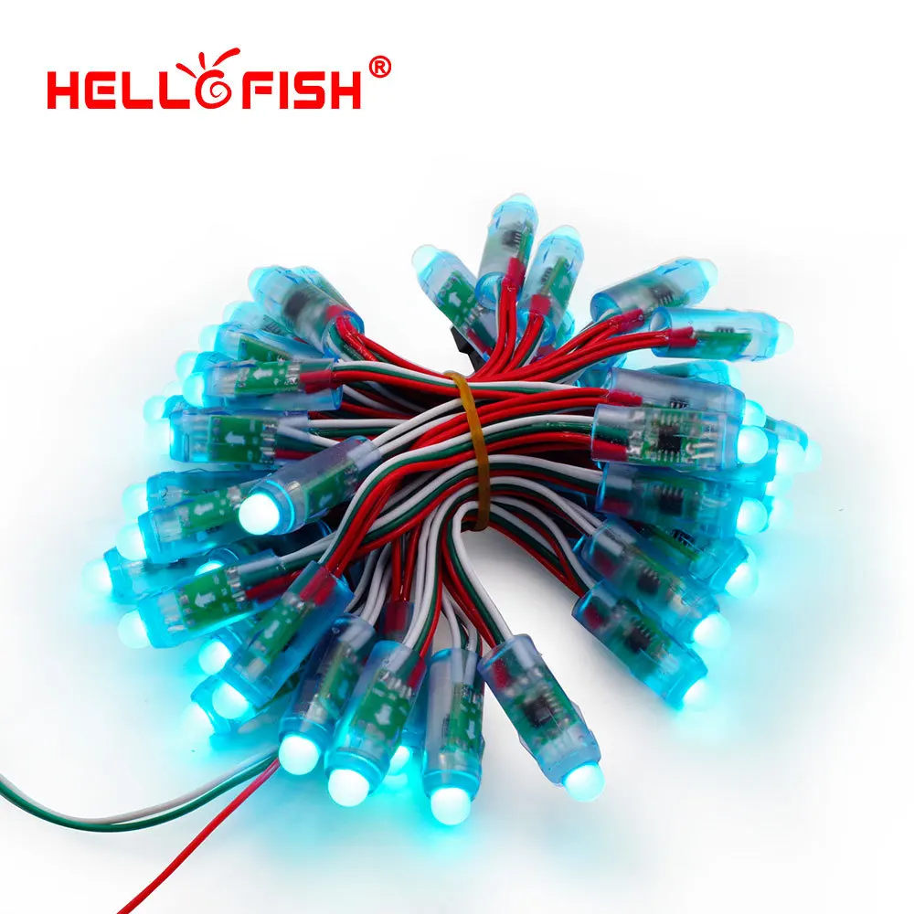 Hello Fish 12 мм WS2811 полноцветный пиксельный модуль DC5V IP68 водонепроницаемый точечный светильник для рекламы 50 шт./лот