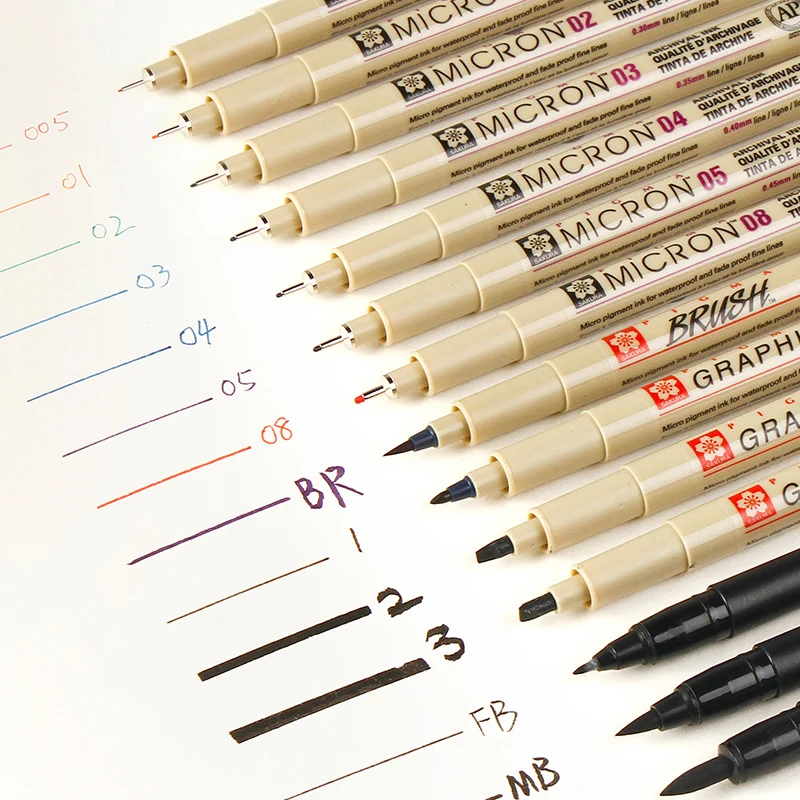 Sakura ручка Pigma micron Finecolor Fineliner набор кисть для эскиза чернил маркер ручка маркеры пигментный лайнер для рисования товары для рукоделия