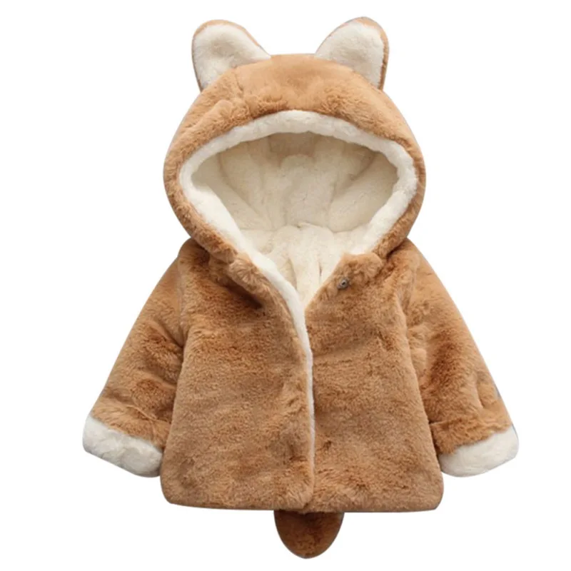 Shujin Autumn Winter New Arrival Korean Version Color Warm Fashion Thickened Coat For Cute Sweet Baby Girls - Цвет: Chocolate