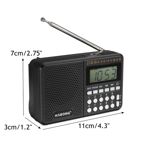 Portable Radio FM/AM/SW 21 Bands Digital Key Selection Mini Telescopic Antenna Pockets MP3 TF USB Receiver Speaker Outdoor