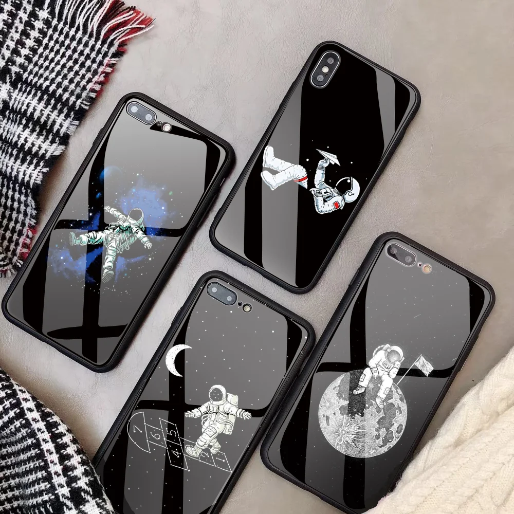 Роскошные DIY для iphone 7 8X10 Plus 6s 6 Капа пользовательский космический астронавт чехол из закаленного стекла для телефона для iphone 11 Pro XS чехол для MAX XR