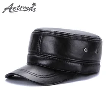[AETRENDS] Зимние шапки в стиле милитари для мужчин, натуральная кожа, плоская кепка, шапка для папы, моряк, капитан, армейская Кепка s Z-5493