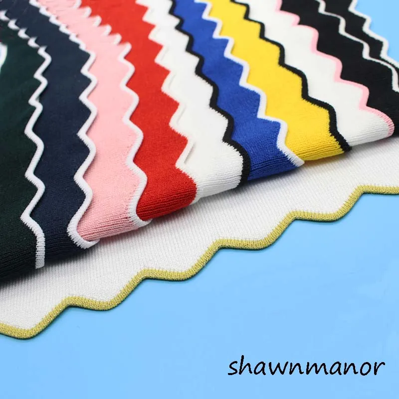 4.5*88cm Striped cotton rib knit fabric DIY wave shaped collar cuffs