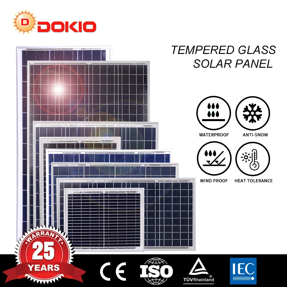Skup Dokio 10 do 100w 18 v 12 v polikrystaliczny Panel słoneczny wysokiej wydajności szkło hartowane domu Panel słoneczny 10w 20w 30w 50w