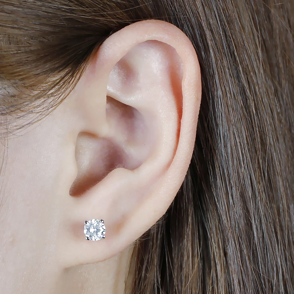 Us 208 05 5 Off Transgems 14k 585 White Gold 1ctw 5mm 0 Carat Moissanite Diamond Stud Earrings For Women Back In Us 208 05 5 Off Transgems 14k 585 White Gold 1ctw 5mm 0 Carat Moissanite Diamond Stud Earrings For Women Back In
