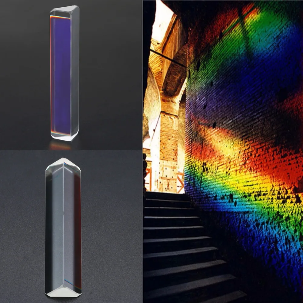 UKCOCO Optical Glass Triangular Triple Prism for Photography Teaching Light Spectrum Physics 30 x 30 x 150mm 
