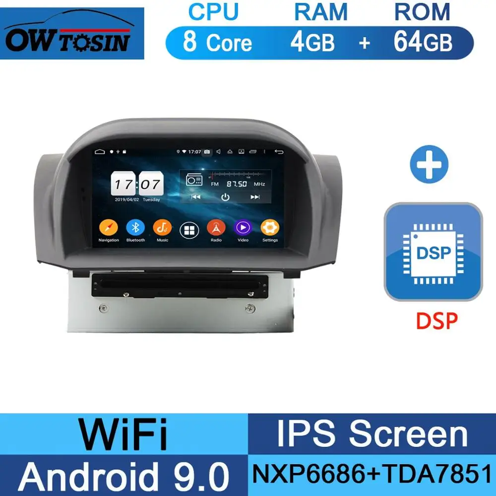 " ips Octa 8 Core 4G ram+ 64G rom Android 9,0 автомобильный dvd-радио GPS для Ford Fiesta 2011- DSP CarPlay Parrot BT стерео Adas - Цвет: 64G DSP