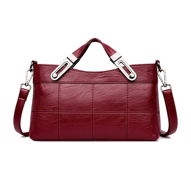Роскошная женская кожаная сумка, сумки через плечо для женщин, дизайнерские сумки высокого качества, новая сумка через плечо, дамские ручные сумки - Цвет: RED