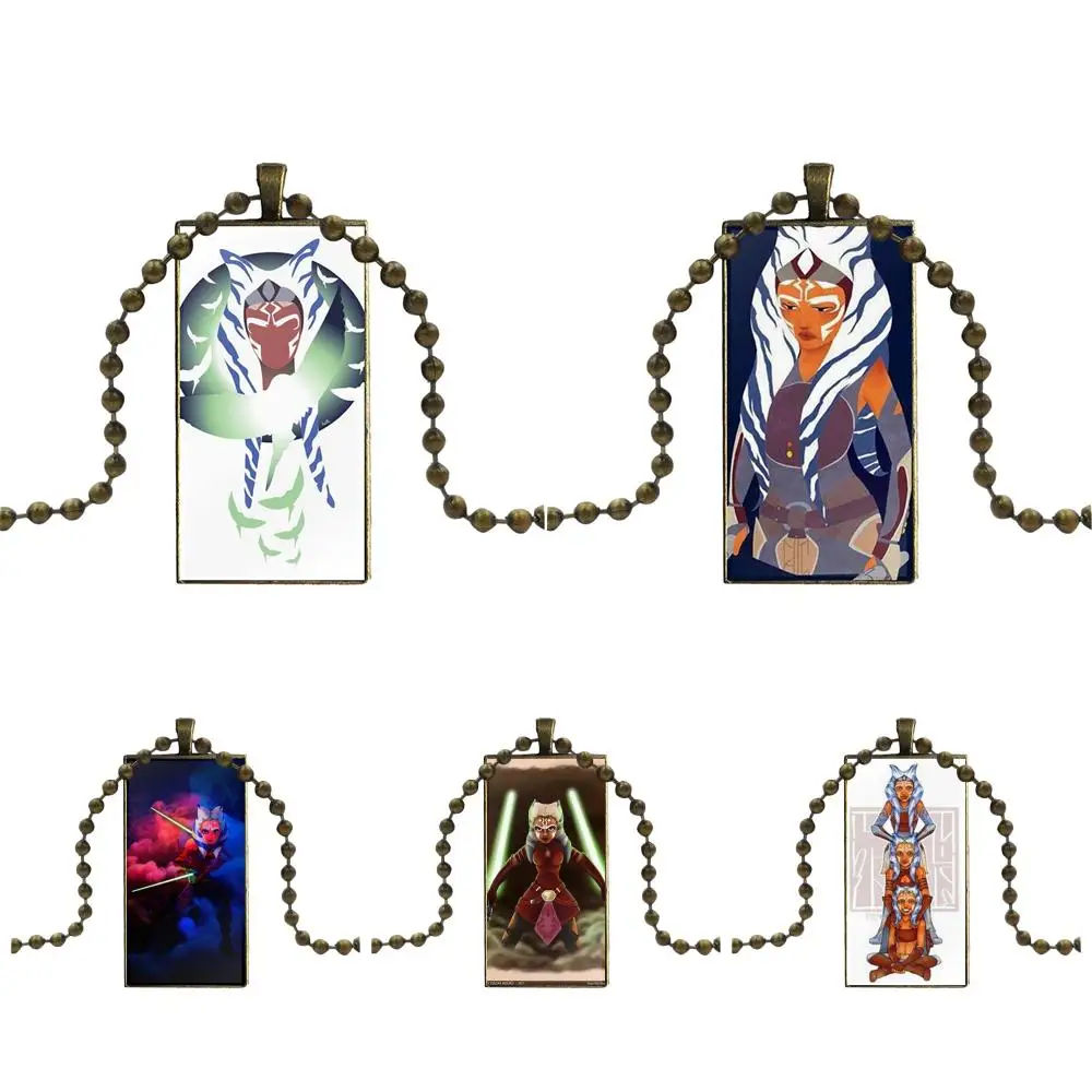 

Glass Cabochon Jewelry Bronze Color With Long Pendant Choker Rectangle Necklace For Women Choker Star Wars Ahsoka Tano
