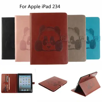 

For Apple iPad 2 3 4 9.7 inch Case Cover Funda Tablet For iPad2 iPad3 iPad4 Stand Case Panda Pattern PU Leather Protector Shell