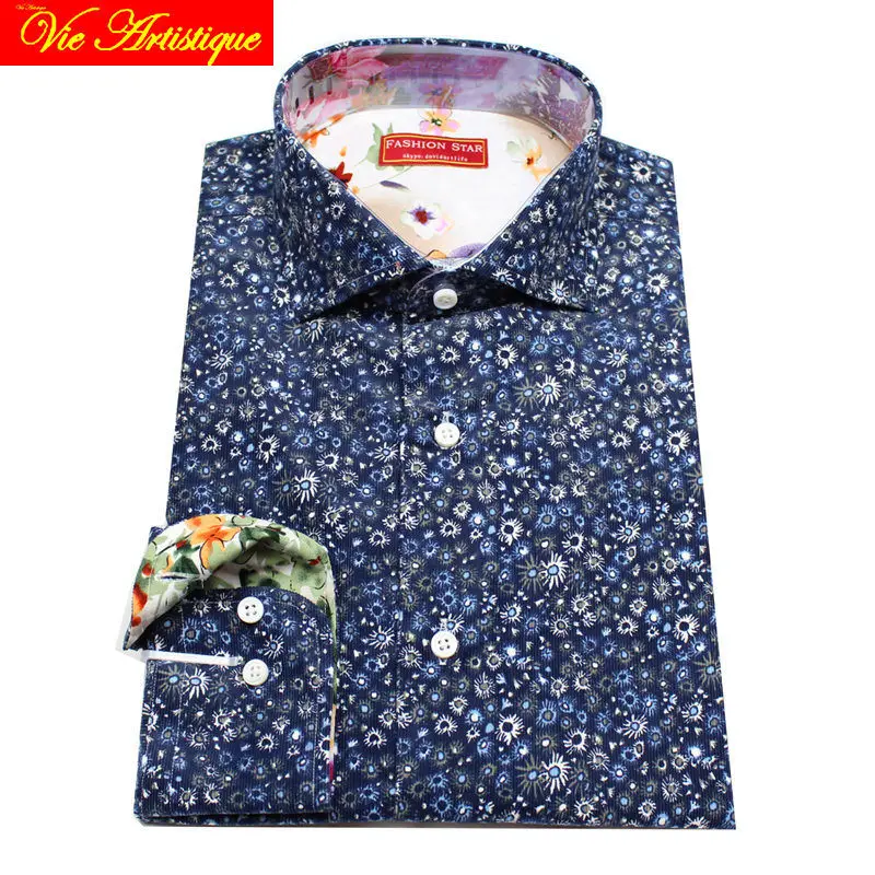 Custom Tailor Made Men's Bespoke Cotton Floral Dress Shirts Business