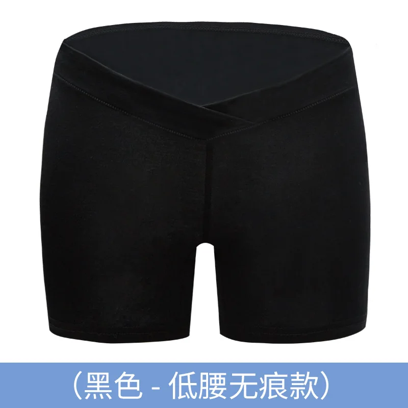 Летние защитные штаны для беременных женщин Летние анти-легкие подтяжки желудка летние тонкие секционные Леггинсы Шорты с низкой талией Большие размеры - Цвет: black-Flat mouth