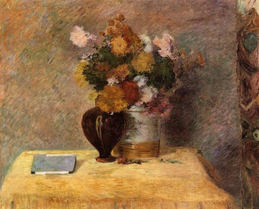 

High quality Oil painting Canvas Reproductions Flowers and Japanese book (1882) by Paul Gauguin hand painted