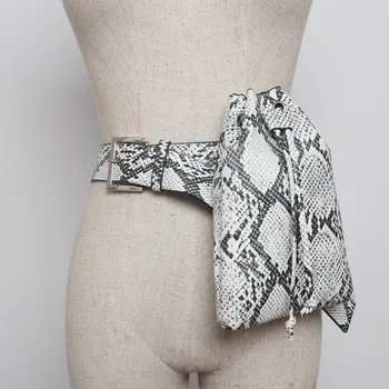 

LANMREM 2020 New Fashion Drawstring Bucket Print Belt With Waist Bag All-match PU Girdle Female's Clothing Accessories YF198