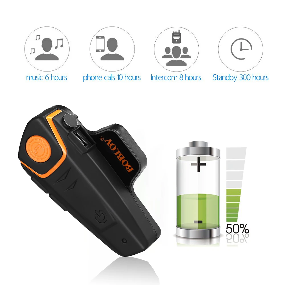 

BOBLOV BT-S2 1 Pcs Motorcycle Headset Interphone Motorbike 1000M Bluetooth Helmet Intercom Moto Waterproof Headset FM MP3