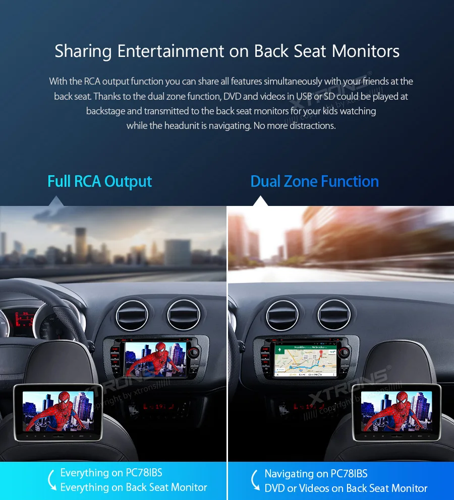 Best XTRONS 7" Android 8.1 Quad Core 16GB ROM car Multimedia System DVD Player GPS Navigation for Seat Ibiza MK4/6J 2009-2013 RCA 8