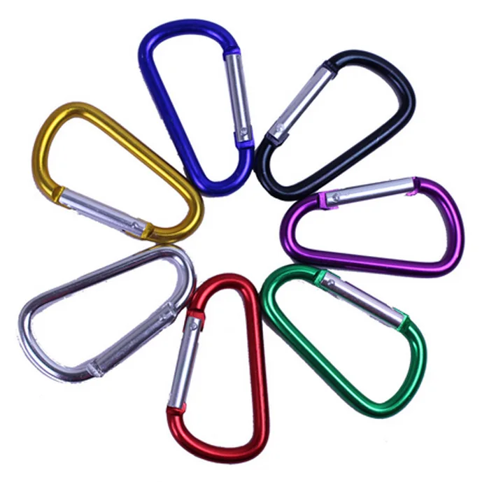 

20Pcs D Rings Metal Aluminum Hiking Spring Carabiner Snap Hook Hanger Keychain Buckle Rope Buckle Hiking Accessories