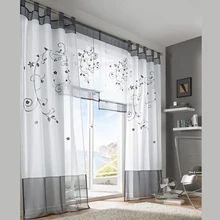 2016 tulle Vert Gris Violet Blackout Broderie rideaux pour salon chambres porte rideau tab top bande top rideaux
