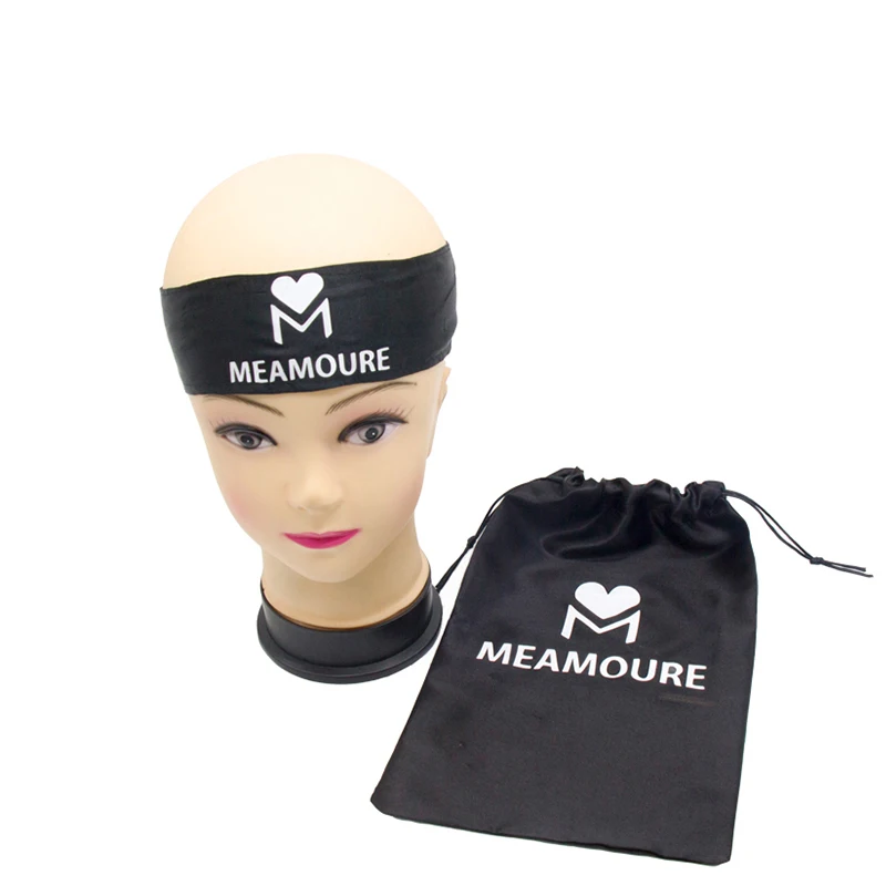 

Black Satin Hair Scarf Drawstring Packaging Bags Hair Extension Garment Bag Customized Logo Available