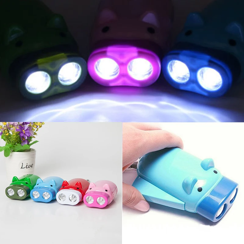 

Power Generation Hand Pinching Piggy mini led flashlight Hand pressure self-generating kids torch emergency lights pocket