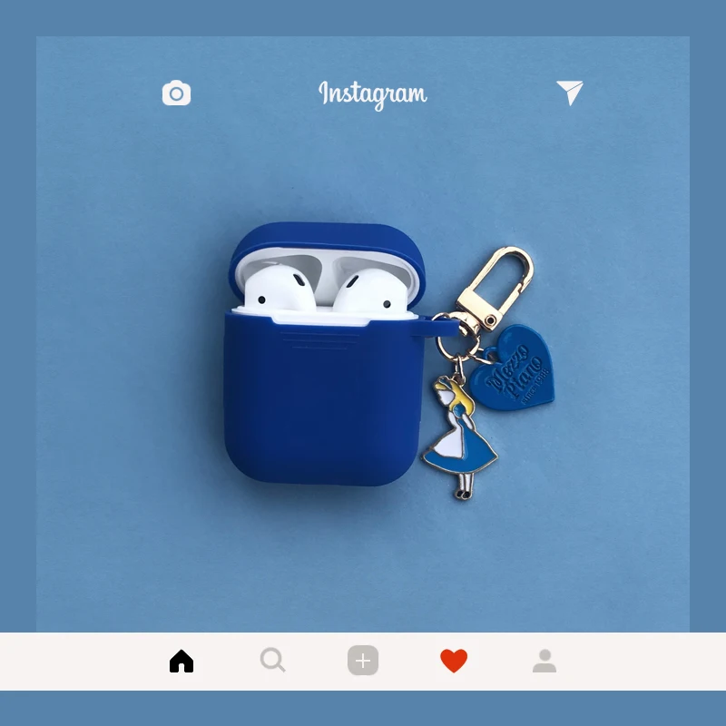 Милая подвеска Алиса в стране чудес чехол мультфильм наушники чехол s для Apple Airpods 2 милые аксессуары Защитная крышка с брелком