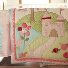 Комплект постельного белья для девочек из 9 предметов, детское одеяло с цветами и замком, юбка для детской кроватки, Комплект постельного белья для малышей