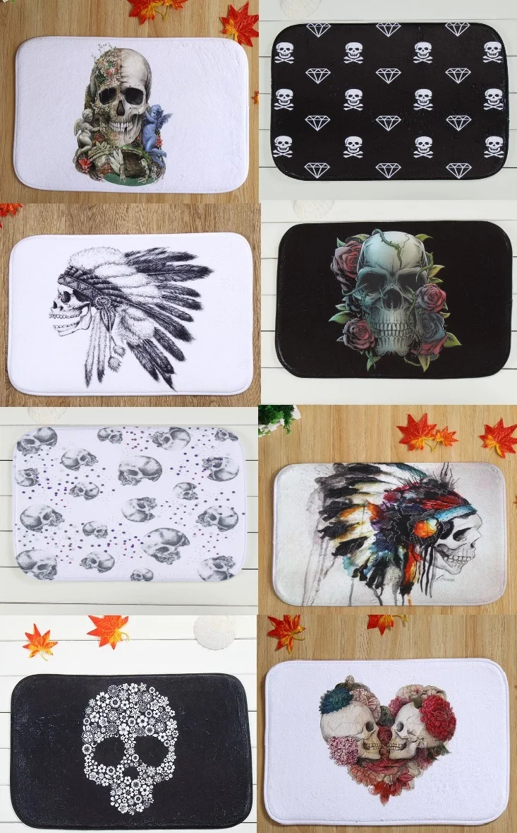 Us 11 24 25 Off 40 60cm Skull Series Bath Mats Anti Slip Rugs Coral Fleece Carpet For For Bathroom Bedroom Doormat Online In Carpet From Home