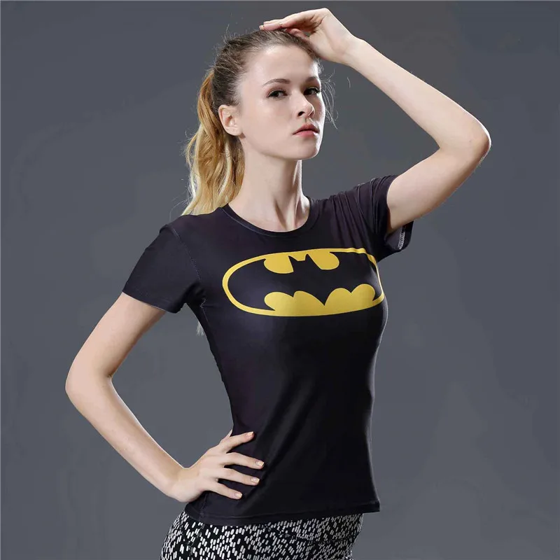 13 Fashion Batman T Shirt Women Compression Shirt Summer Short Sleeve O-neck Fitness Tshirt Women Tight Tee Shirt Femme Shirts