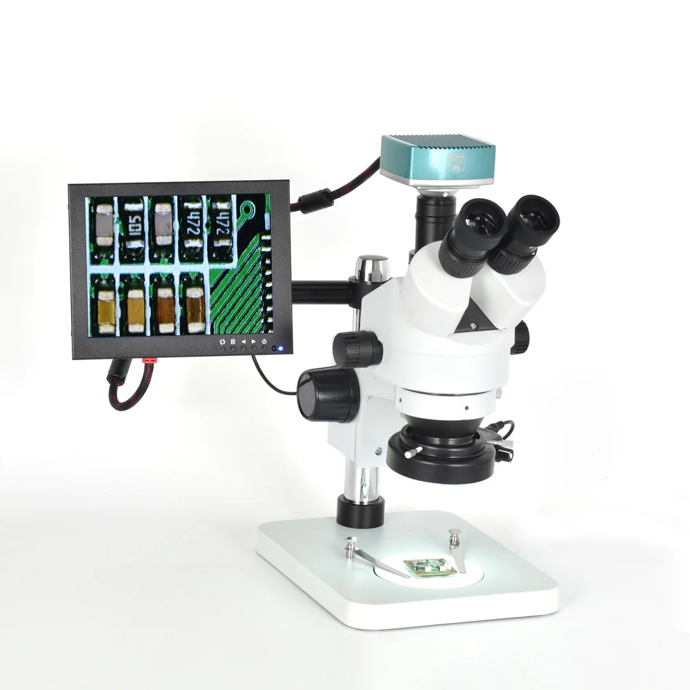 7X 45X Trinocular Microscope Inspection Zoom Stereo+1080P HDMI USB
