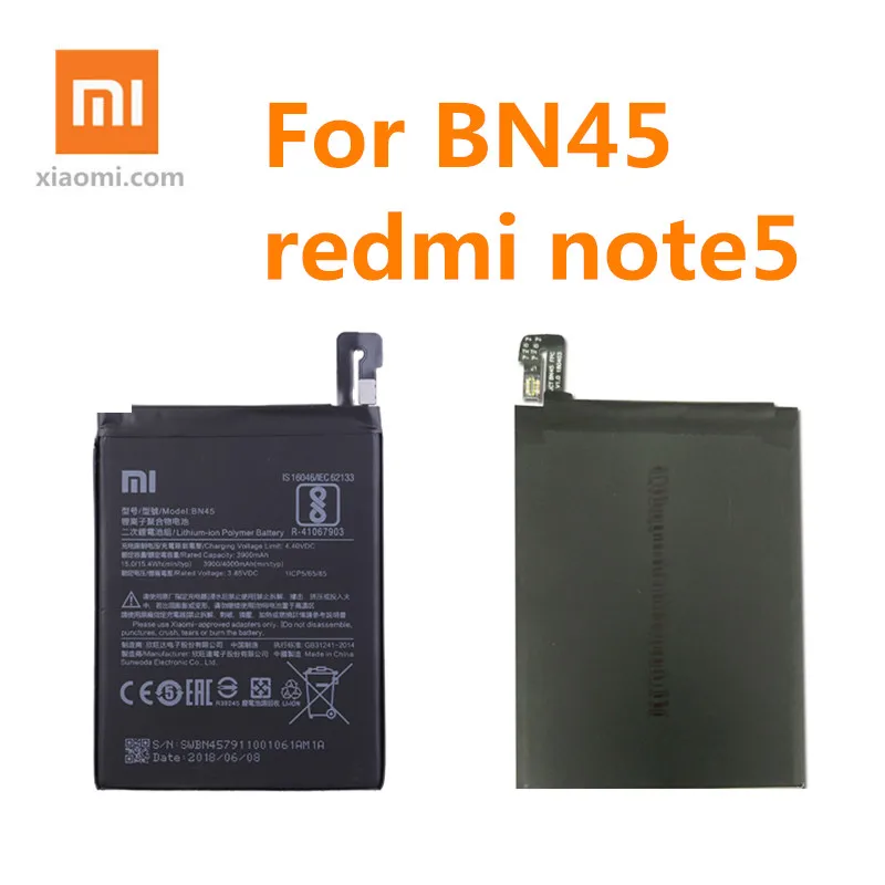 Оригинальный аккумулятор для телефона Xiaomi Redmi Note 5 Note5 батарея BN45 3900Ah Xiao Mi с