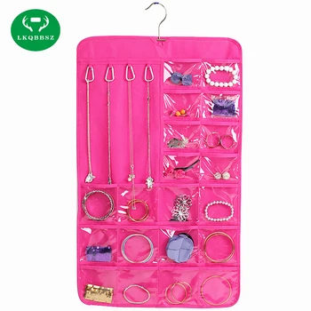 

LKQBBSZ Hanging Jewelry 18 Stickers Organizer Sides Space-saving Household Accessory Jewelry Closet Dress Storage Bag