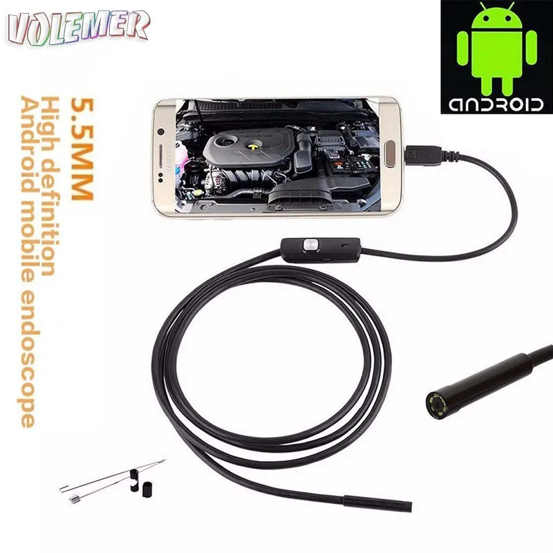 

Volemer Hot Endoscope Android 5.5Mm Lens Semi-Rigid Ip67 Waterproof Inspection Borescope Camera With 6Led Otg Endoscope Cameras