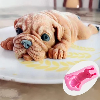 

Hot Sale Cute Dog Mousse Cake 3D Shar Pei Ice Cream Jello Pudding Silicone Mold Chilling Tool High Quality