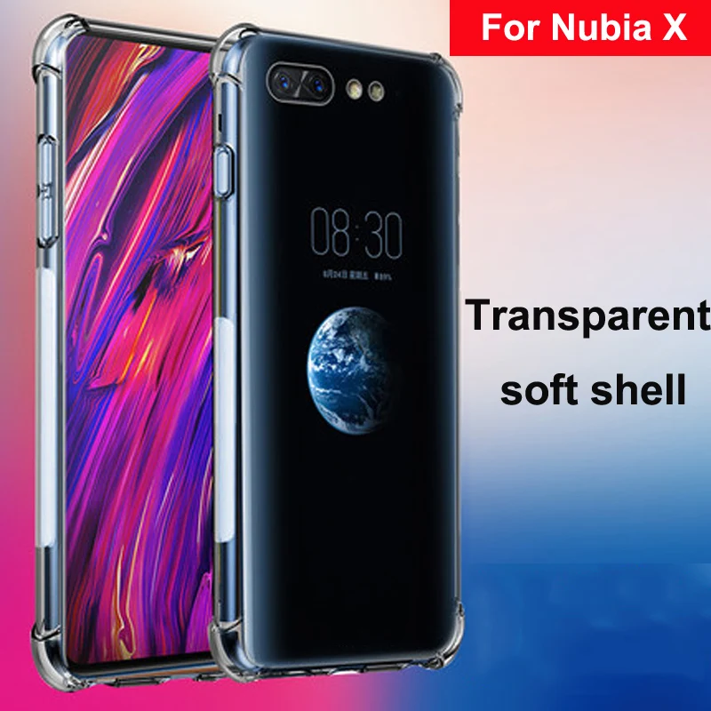 

Luxury Shockproof Clear Soft Case Capa For Nubia X Phone Cases Airbag drop Silicone Back Cover 6.26'' NubiaX NX616J Phone Shell