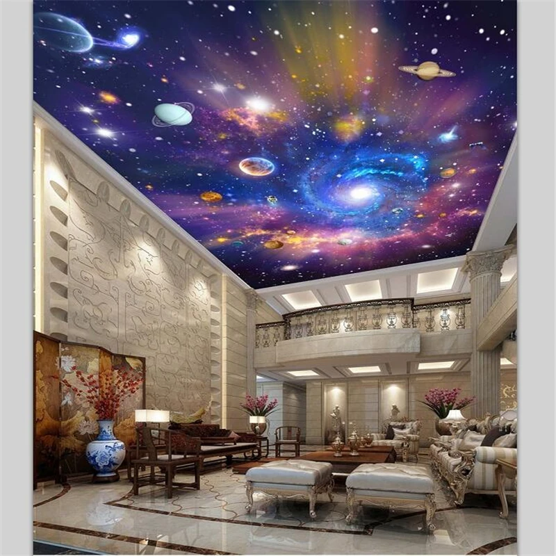

beibehang papel de parede para quarto Custom wallpaper Colorful sky empty universe Galaxy dream room ceiling ceiling painting