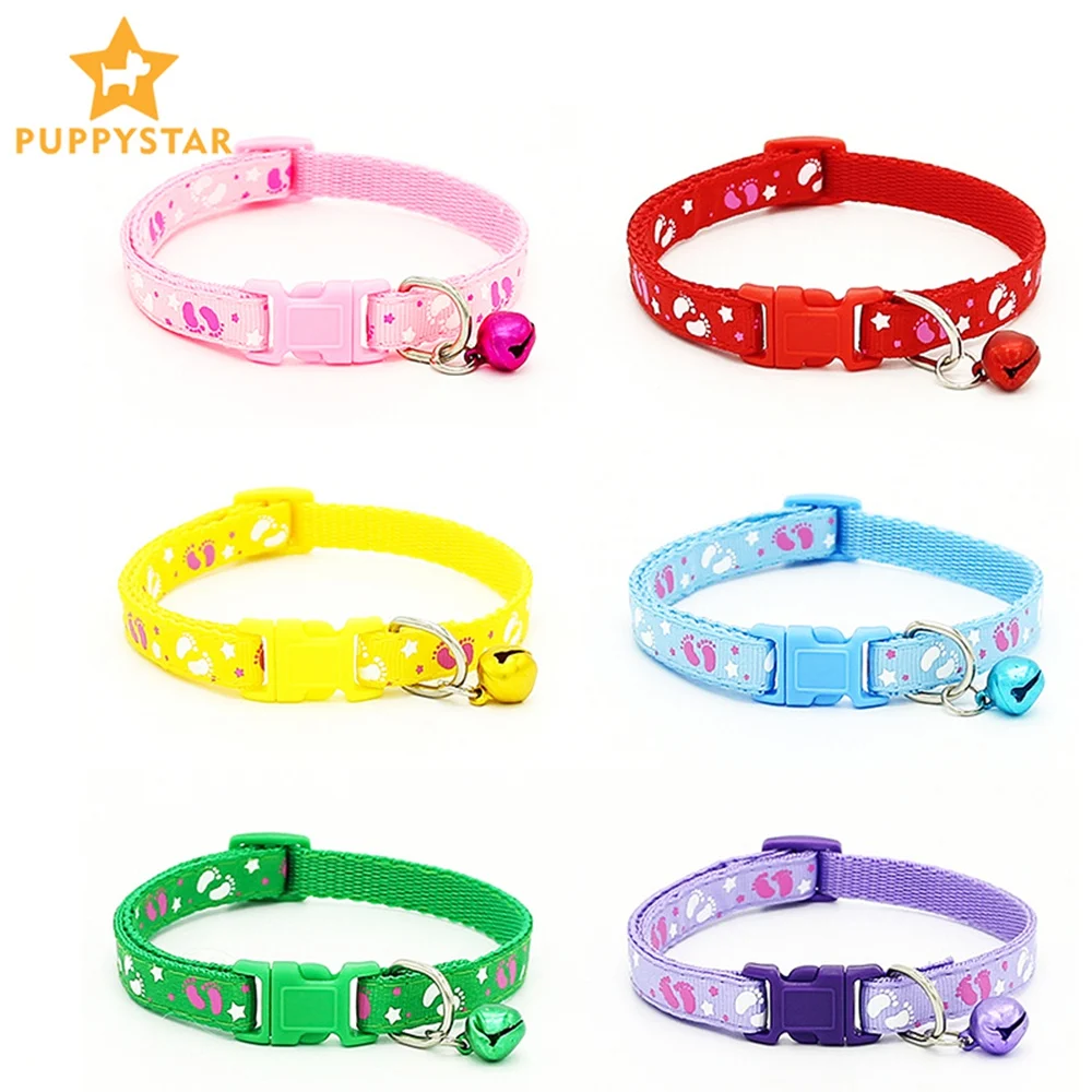 

Cat Collar Breakaway With Bells Breathable Pet Collars For Small Dogs Cats Puppies Kitten Adjustbale Dog-Collar Product SR0010
