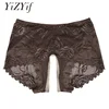 YiZYiF-bóxer con entrepierna abierta para hombre, ropa interior, pantalones cortos, Gay, sin entrepierna, transparente, con volantes, de encaje elástico, triangular ► Foto 1/6